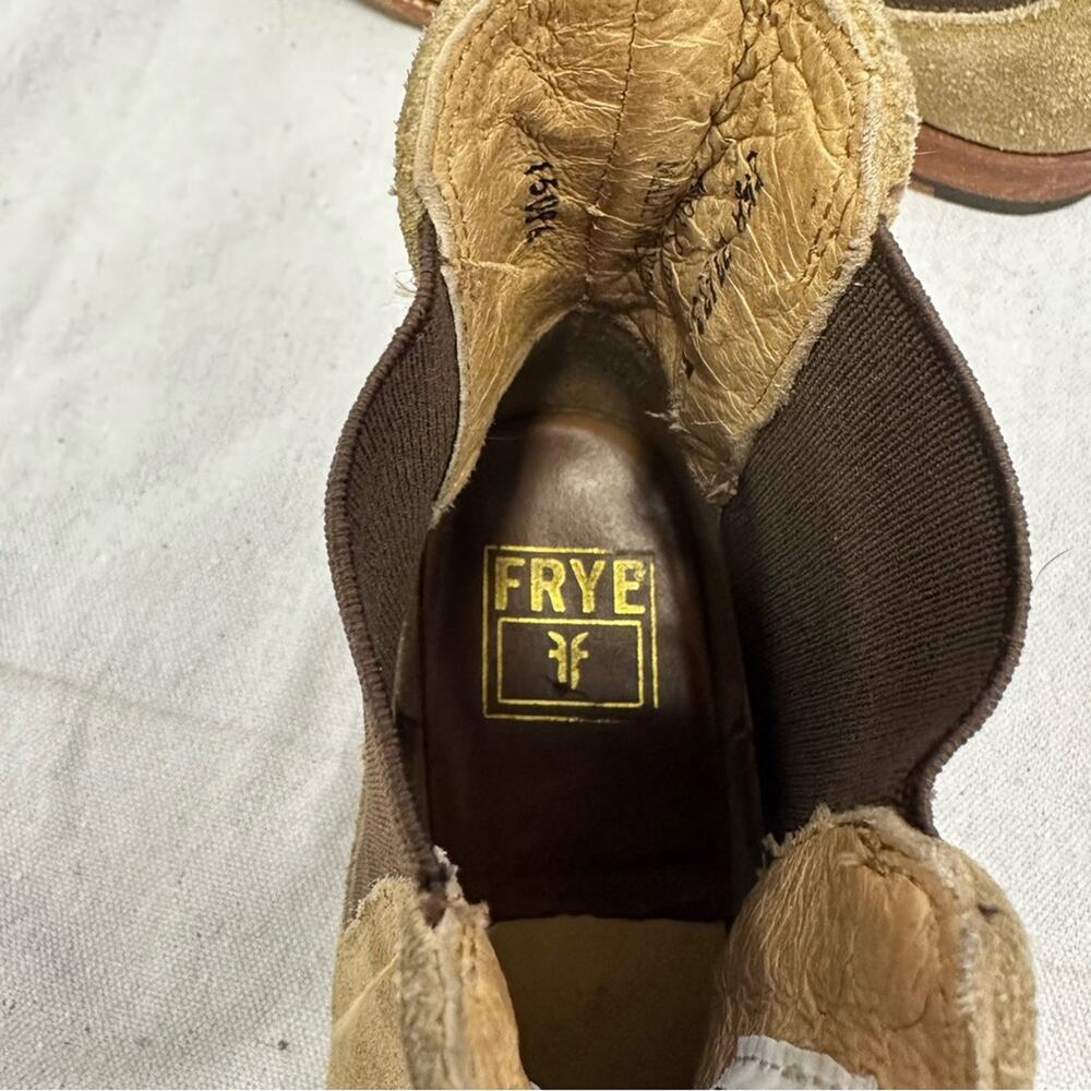 Frye tan and brown nubuck leather Chelsea boots women's size 8.5 - Picture 6 of 16